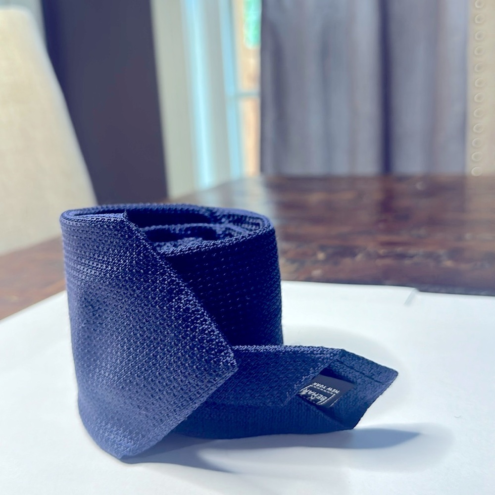 Ike Behar Navy Hand Made Neck Tie